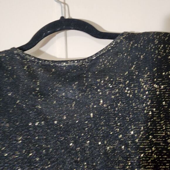 Roamans Black Gold Sequin VINTAGE Holiday Shell Top Plus Size 20/22 Stretch - Picture 8 of 16